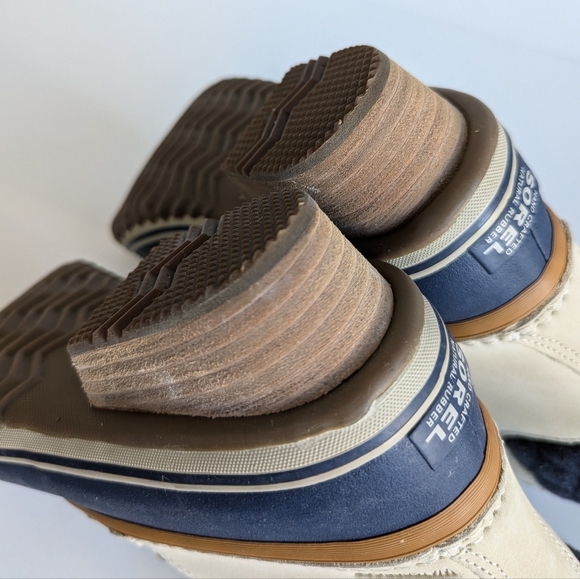 Sorel Slimpack Lace II Shell Rubber Leather Wool Boot Oatmeal Collegiate Navy 8½ - Picture 7 of 10